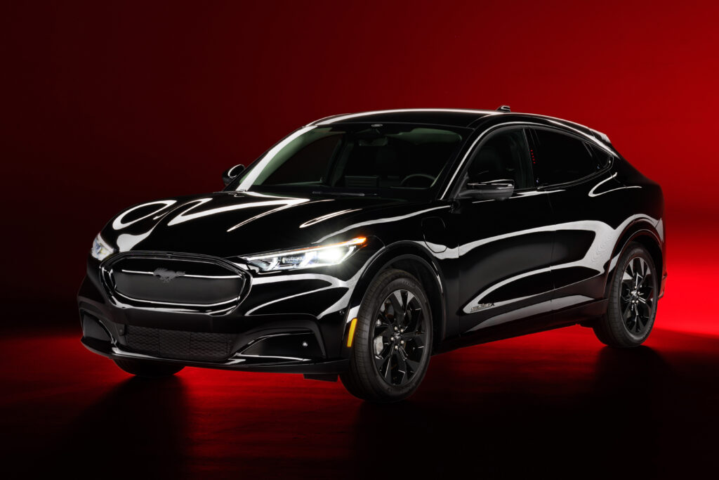 Preproduction Mustang Mach-E models shown. Available starting fall 2022.