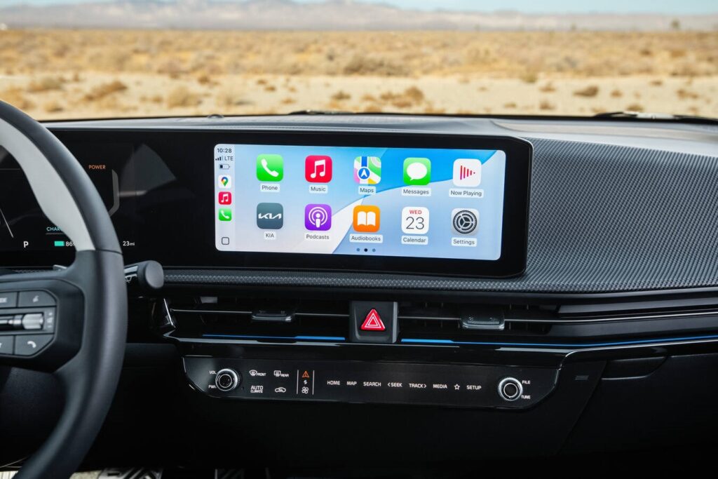 Interior of view of the 2025 Kia EV six in ENTERTAINMENT screen