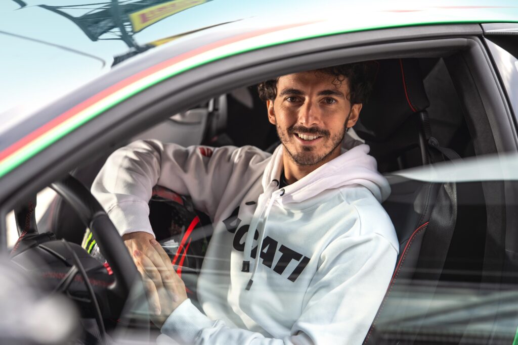 Francesco ‘Pecco’ Bagnaia inside Lamborghini