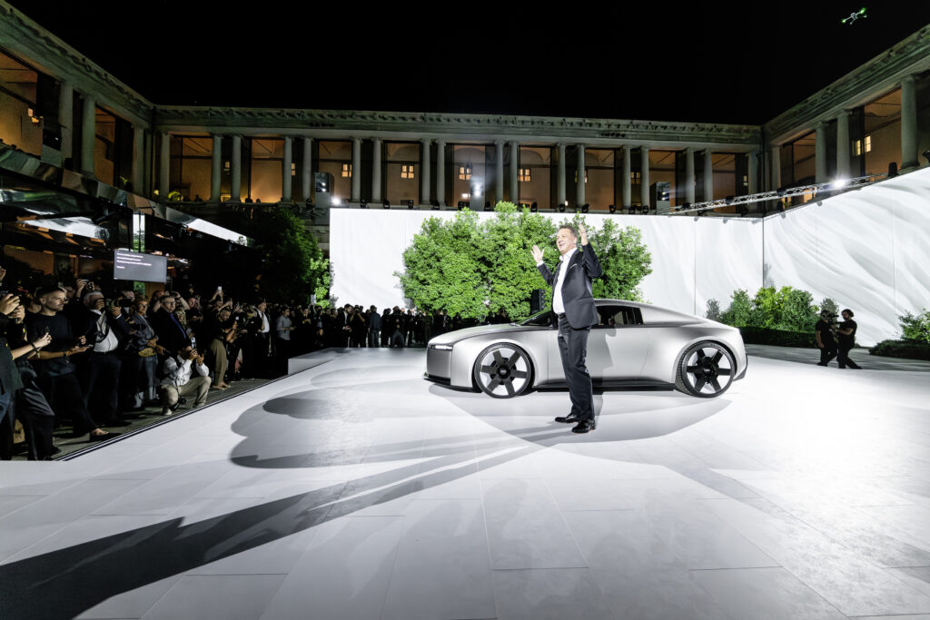 Audi CEO Gernot Döllner beside the Audi Concept C at the 'Strive for clarity' event on September 2, 2025, in Milan, Italy