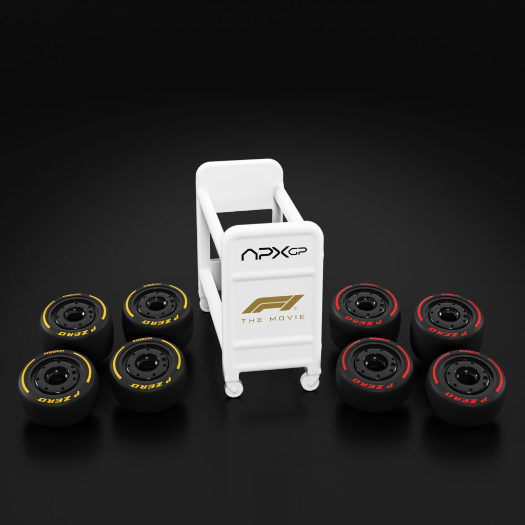 Tire rack for the Hot Wheels F1 movie livery car