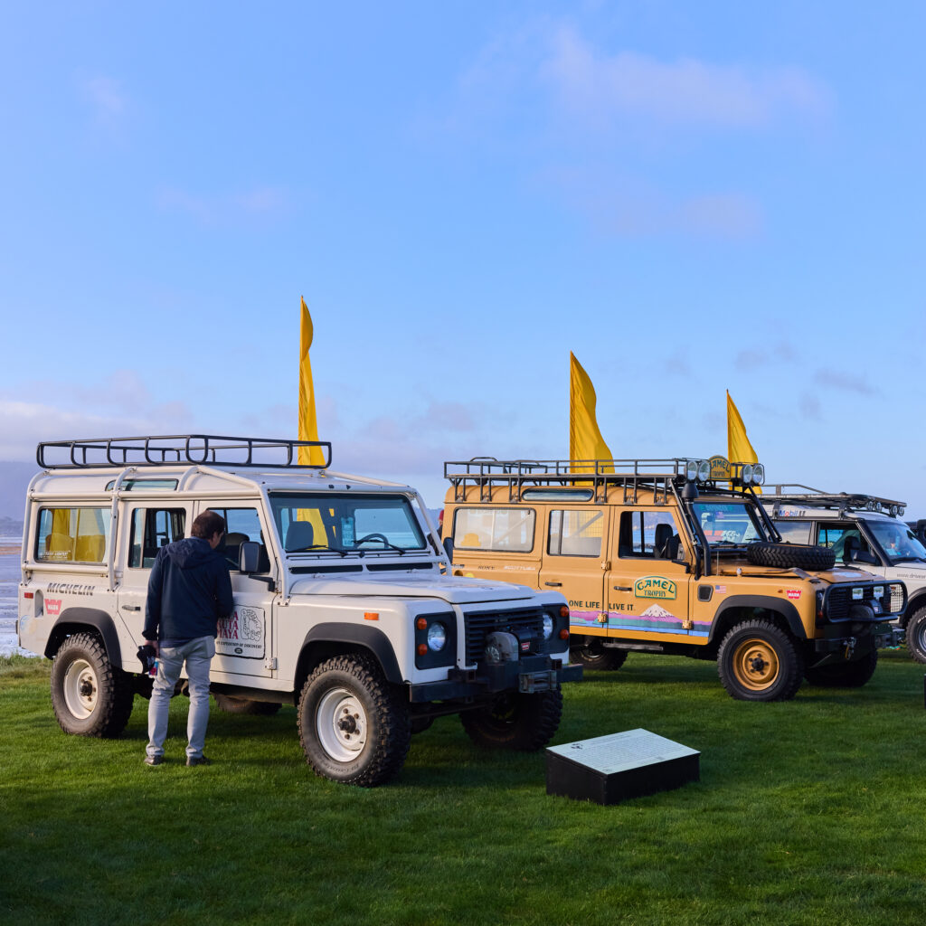 Part of the historic Land Rover collection on the lawn at 2025 Monterey Karl week celebrating great expeditions