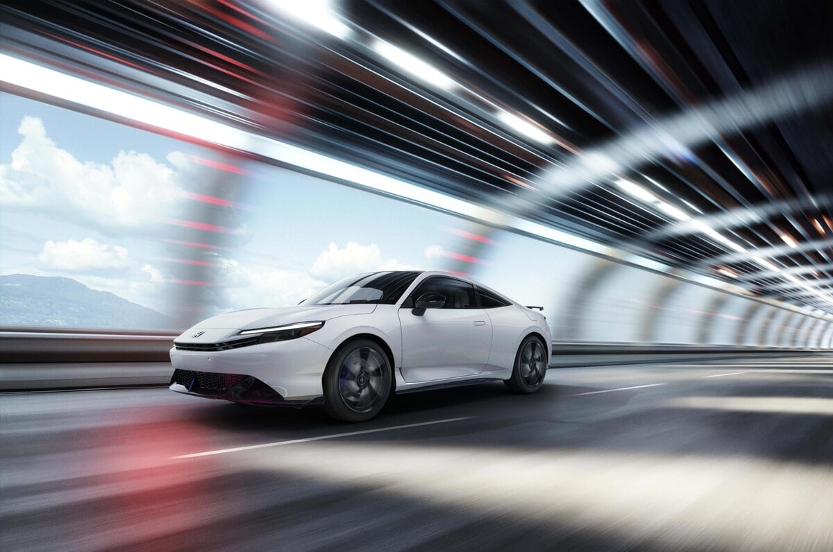 2026 Honda Prelude at Speed driving through a tunnel.