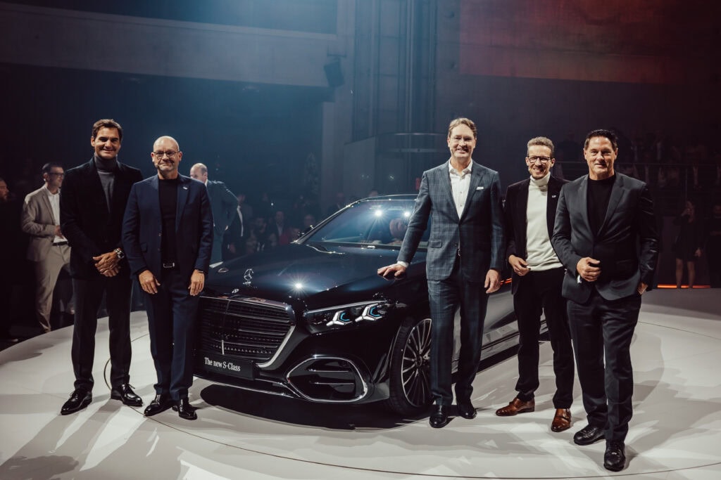 Mercedes-Benz S-Class Reveal in Stuttgart, Germany with Mercedes executives around the vehicle