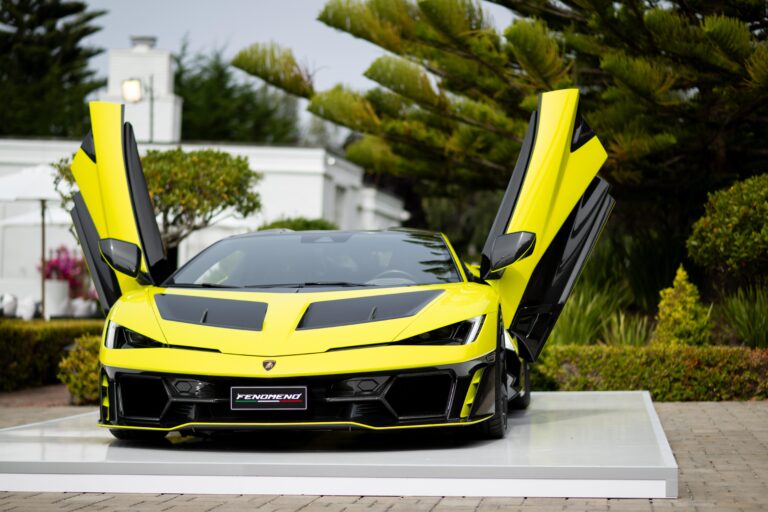 Lamborghini Fenomeno displayed with the doors open at the Lamborghini house at Monterey car week