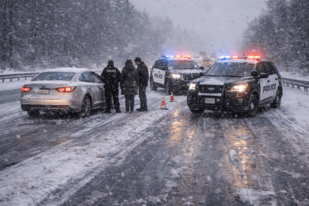 Accident from winter driving