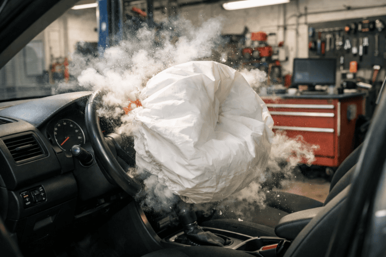Airbag exploding with nobody in the passenger seat under controlled circumstances