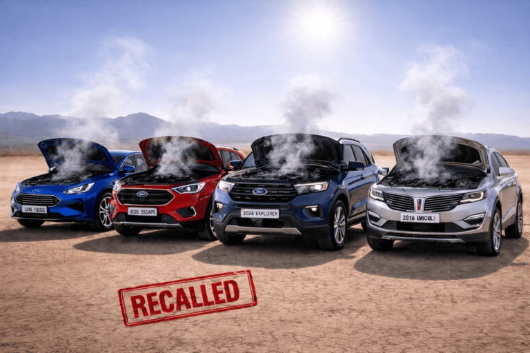 Four Ford Vehicles Recalled with hoods popped open and smoking