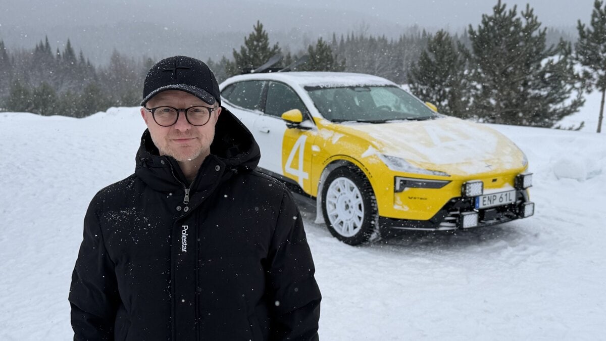 Dean Shaw from Polestar, standing in front of the Polestar for Rally in Quebec, Canada