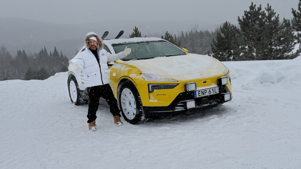 Nik Miles with the Polestar 4 Rally in Quebec, Canada