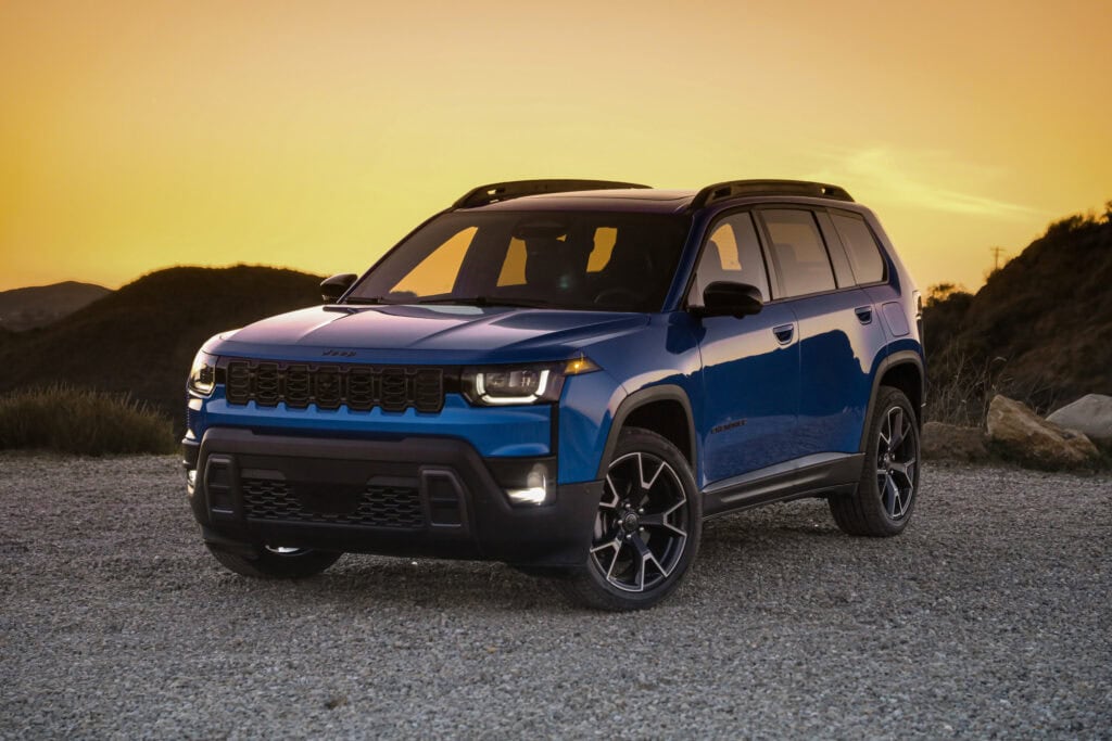 2026 Jeep® Cherokee front three-quarter view at sunset