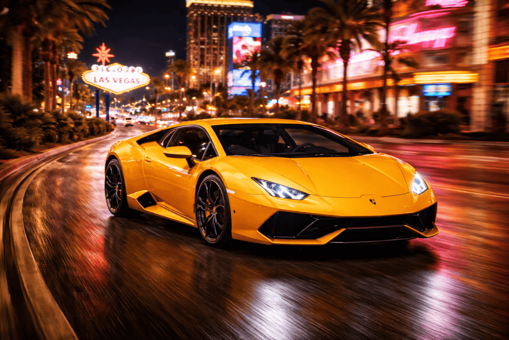 Lamborghini Huracan Driving Through Las Vegas