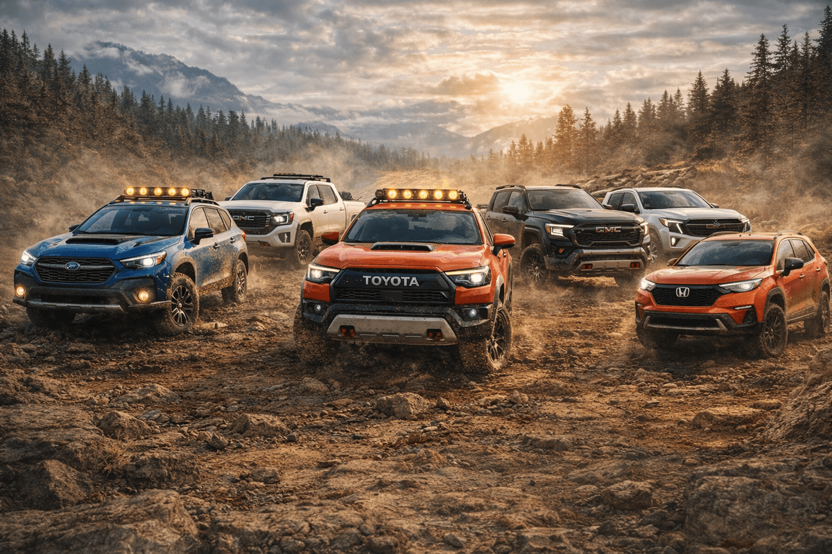 A selection of off-road vehicles that are available at dealerships