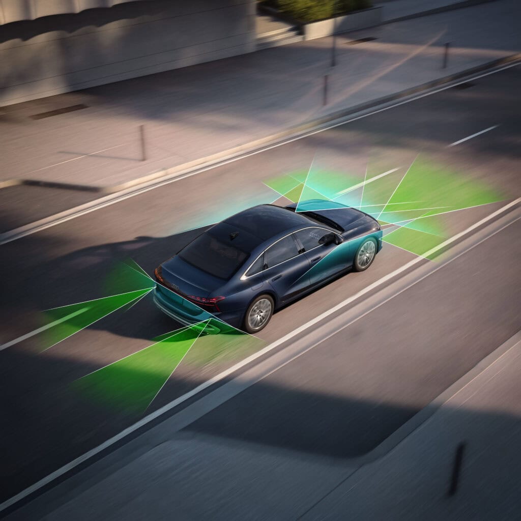 Showing the road sensinf features of the 2026 Audi A6