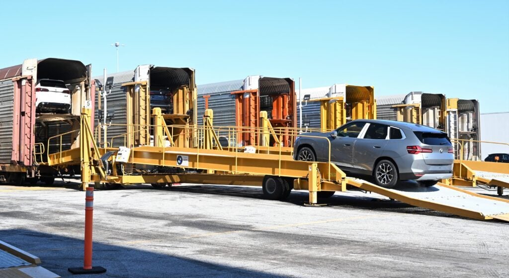 Vehicle being loaded onto transport at Plant Spartanburg