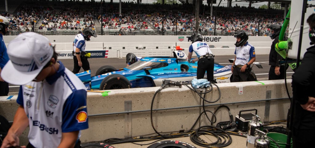 An Indy Car in pitlane during final practice of the 110th Indy 500