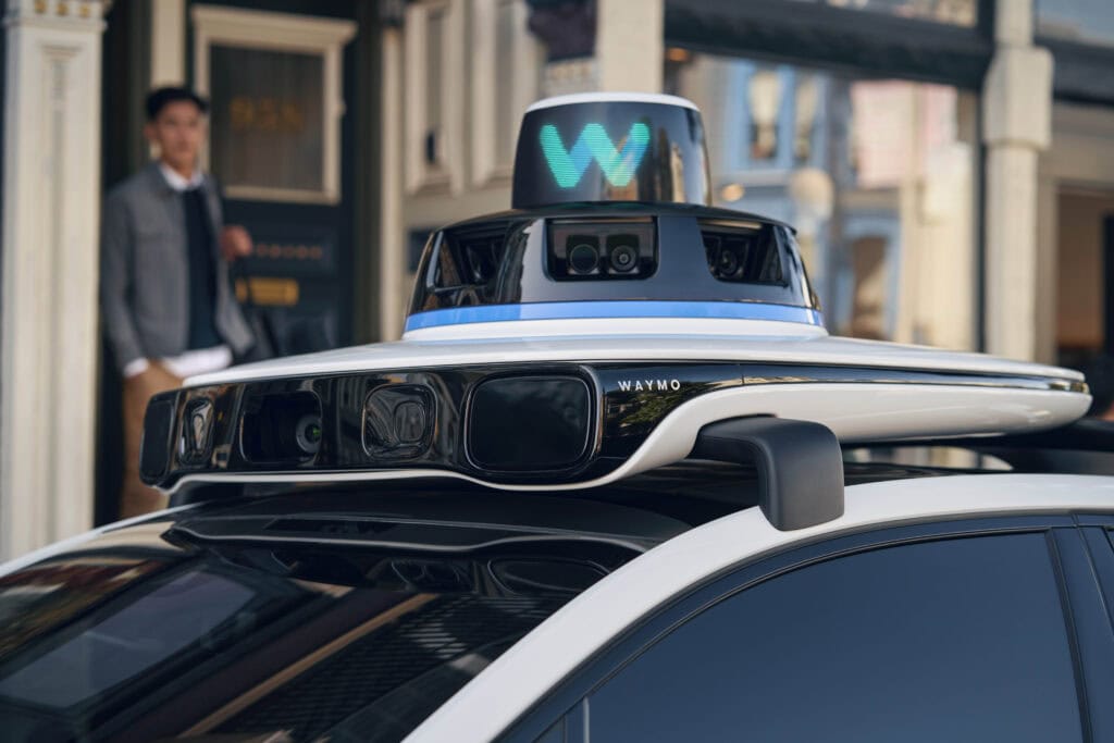 Camera sensors on top of Waymo's Jaguar I-PACE