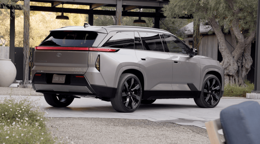 2027 Toyota Highlander 3-Row BEV shown from the side and rear