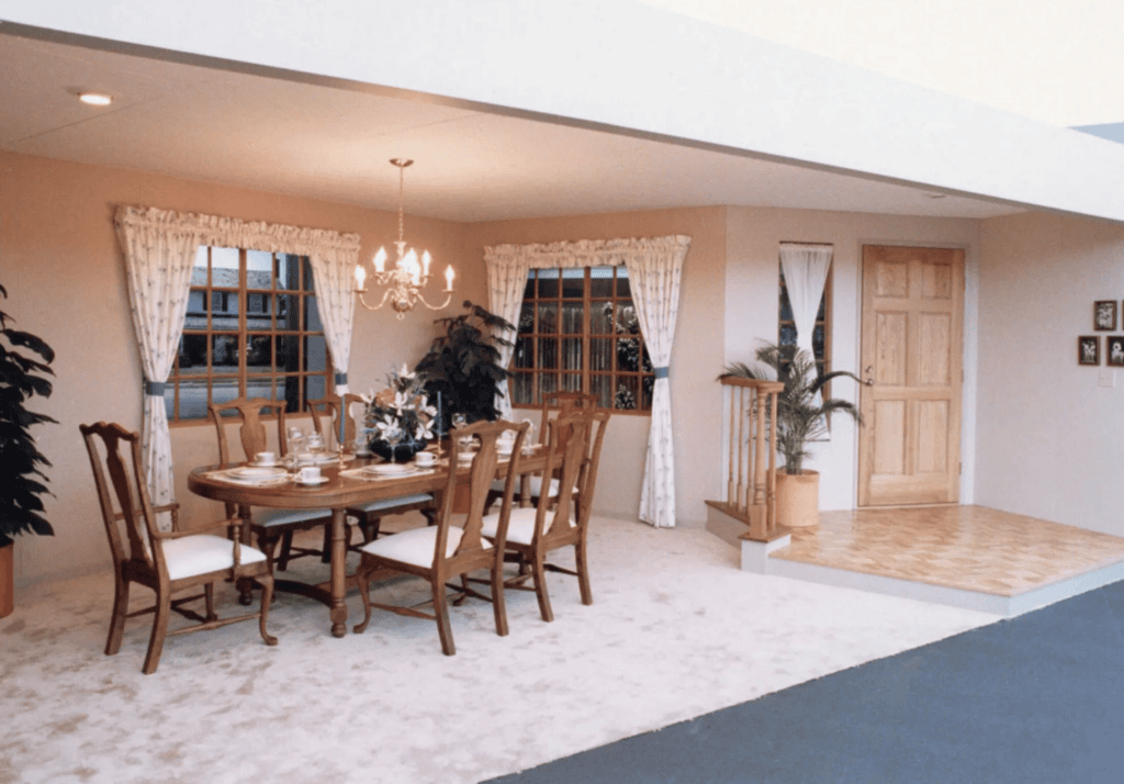 A fake dining room from the 70's & 80's that Toyota designed