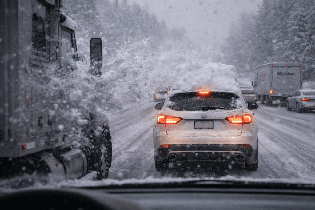 Clear the show from your vehicle; it can become a major hazard.
