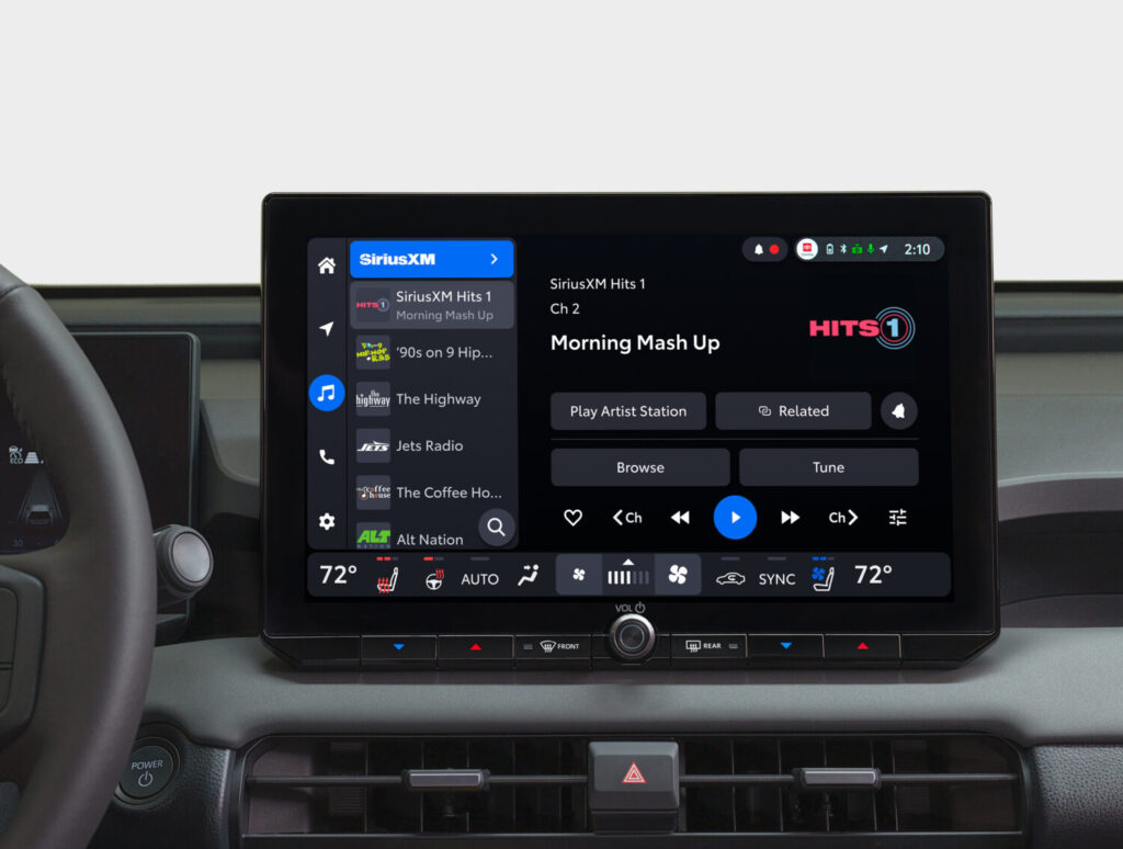 Toyota multimedia home screen SiriusXM radio