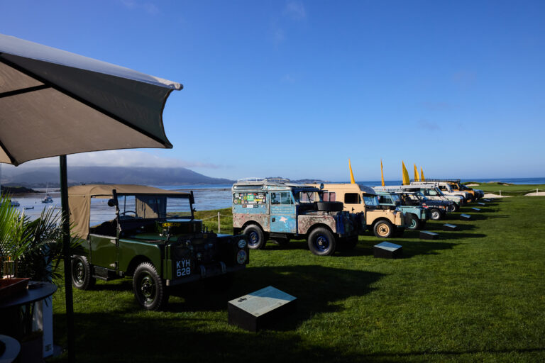 Historical Land Rover expedition vehicles at 2025 Monterey car week Pebble Beach